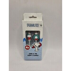 Peanuts Snoopy Puffer Coat Christmas  USB-C to USB-C Cable 4ft Charging Data NEW